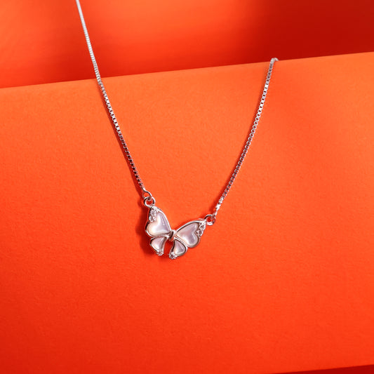 Butterfly Charm Silver Chain Pendant