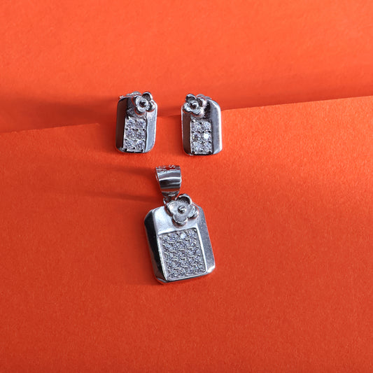 Sterling Silver Floral Charm Pendant Set