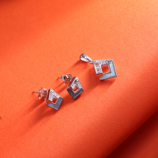 Twin Square Harmony Pendant Set