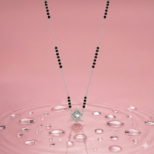 Precision Frame Silver Mangalsutra Pendant