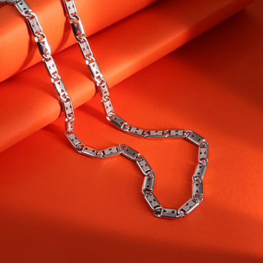 Men’s Sterling Silver Geometric Link Chain