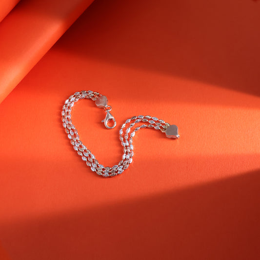Elegant Triple-Strand Silver Chain Bracelet