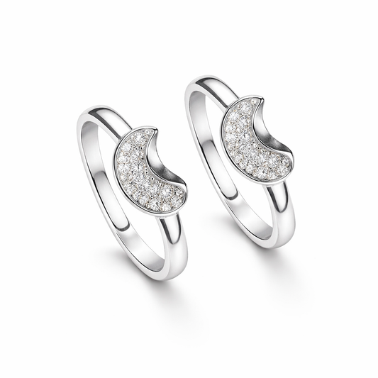 Crescent Spark Pavé Sterling Silver Toe Ring