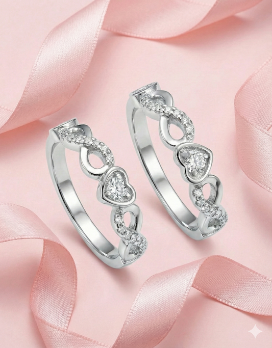 Heart Link Sparkle Ring
