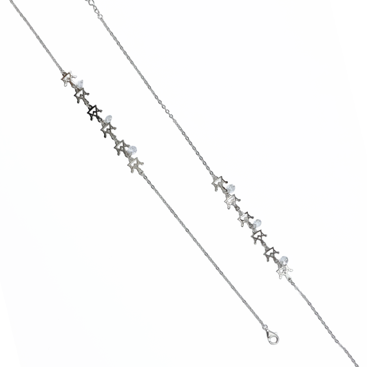 Floral Motif Sterling Silver Anklet