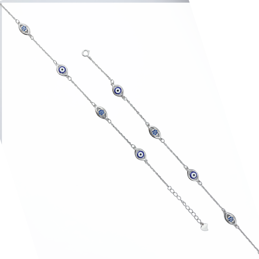 Evil Eye Sterling Silver Anklet