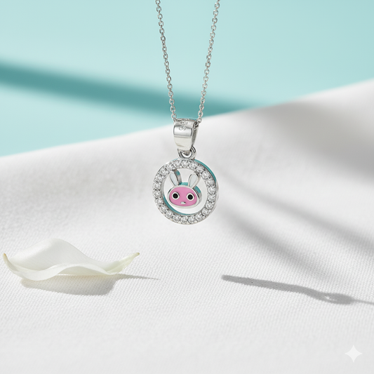 Silver Blush Bunny Spark Pendant