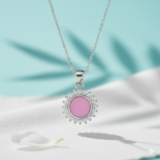 Radiant Bloom Pink Halo Pendant