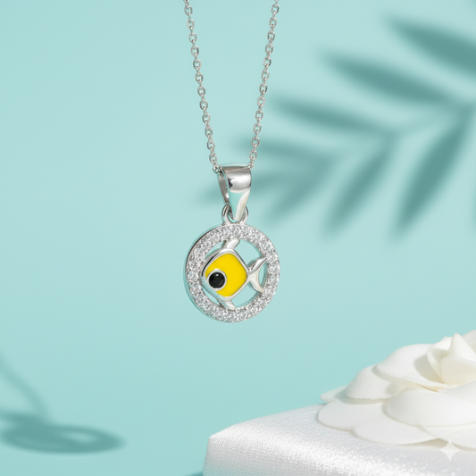 Yellow Fish Silver Pendant