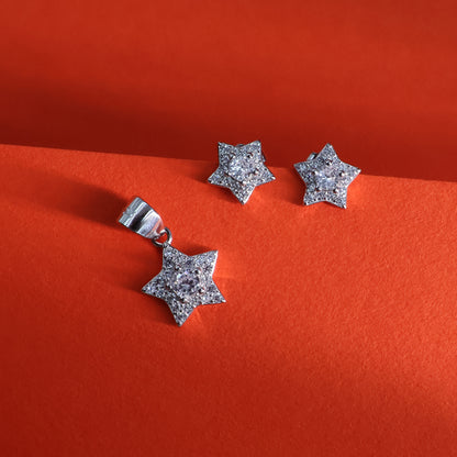 Sterling Silver Shimmer Star Pendant  Set