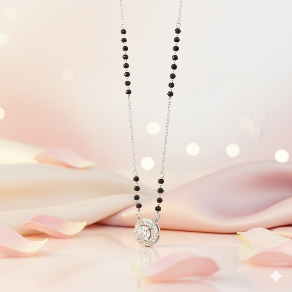 Halo Glow Sterling Silver Mangalsutra
