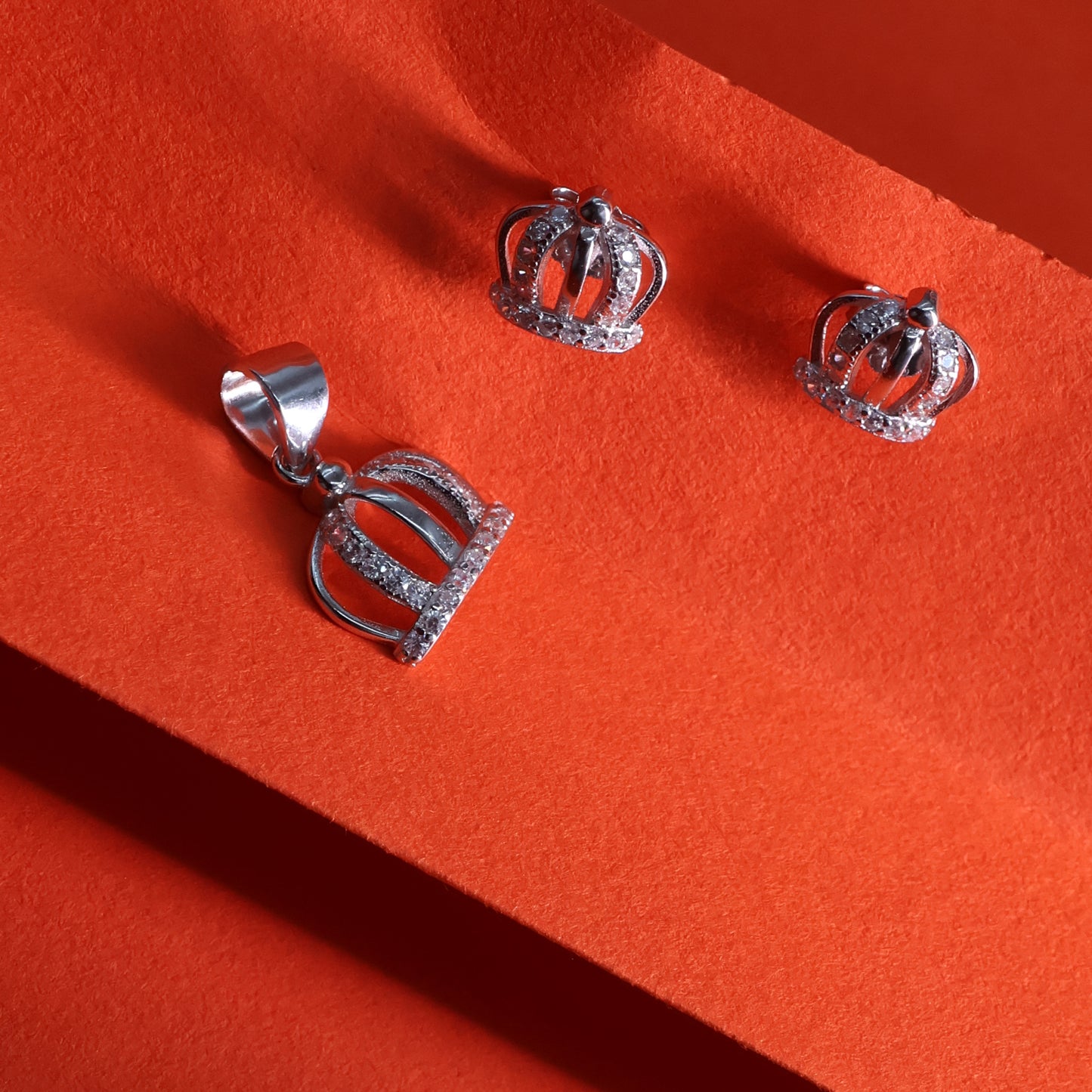 Sterling Silver Crown Pendant  Set