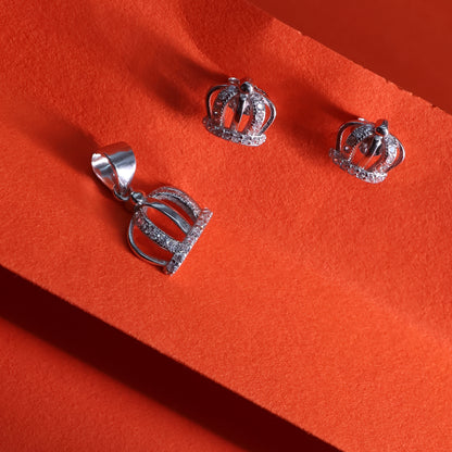 Sterling Silver Crown Pendant  Set