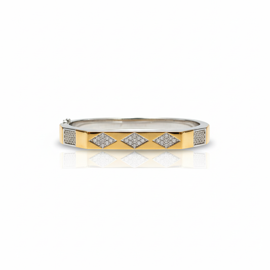 Diamond Motif Sterling Silver Men’s Kada