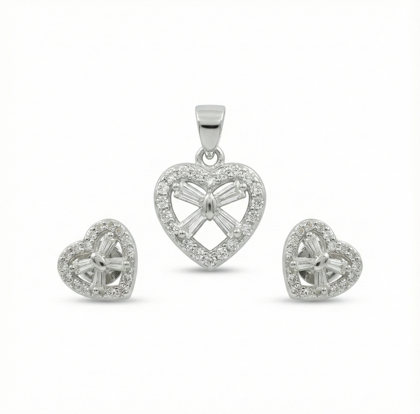 Crystal Embrace Heart Pendant Set