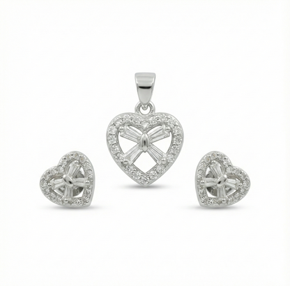 Crystal Embrace Heart Pendant Set