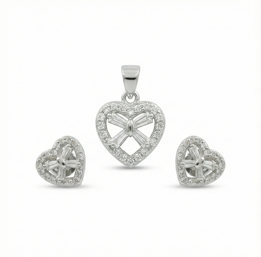 Crystal Embrace Heart Pendant Set