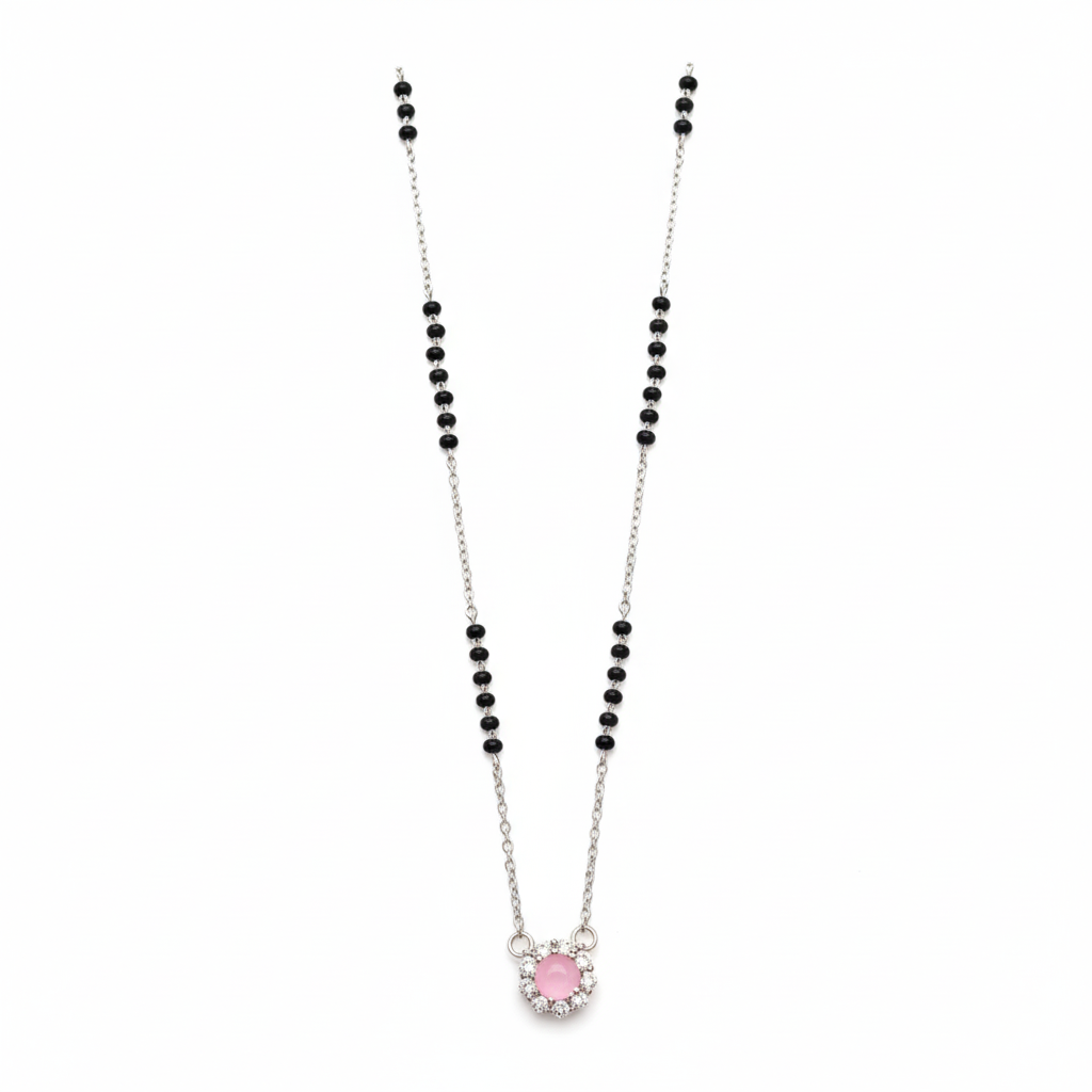 Pink Stone Mangalsutra Pendant Necklace