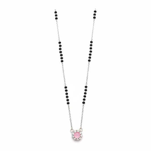 Pink Stone Mangalsutra Pendant Necklace