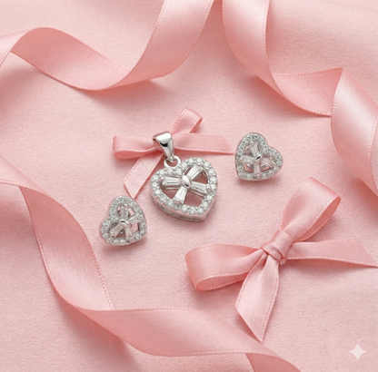 Crystal Embrace Heart Pendant Set