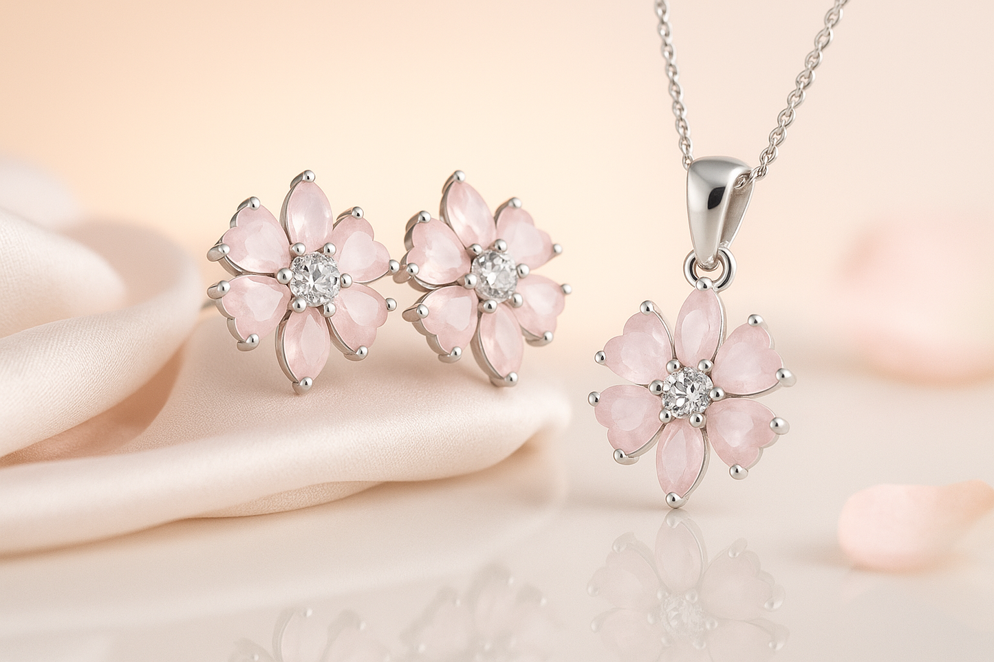 Blush Petal Pendant Set