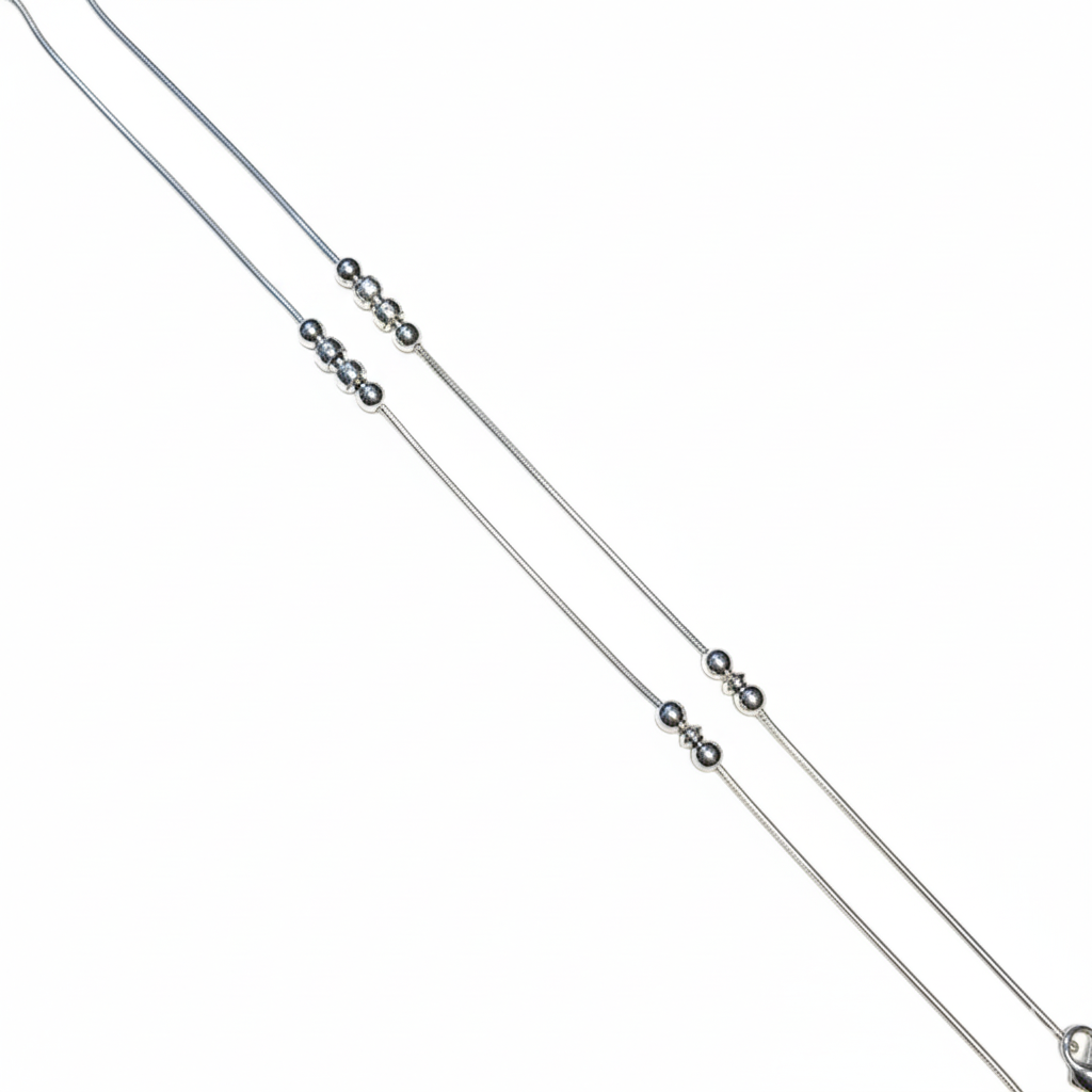 Orbit Beaded Silver Anklet