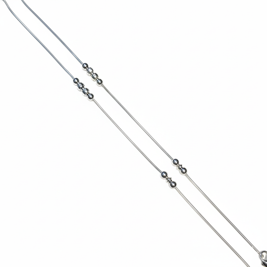 Orbit Beaded Silver Anklet