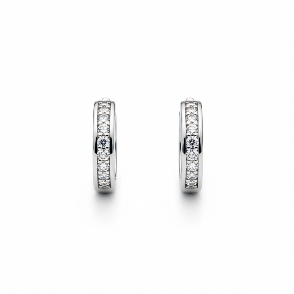 Radiant Line Pavé Hoop Earrings