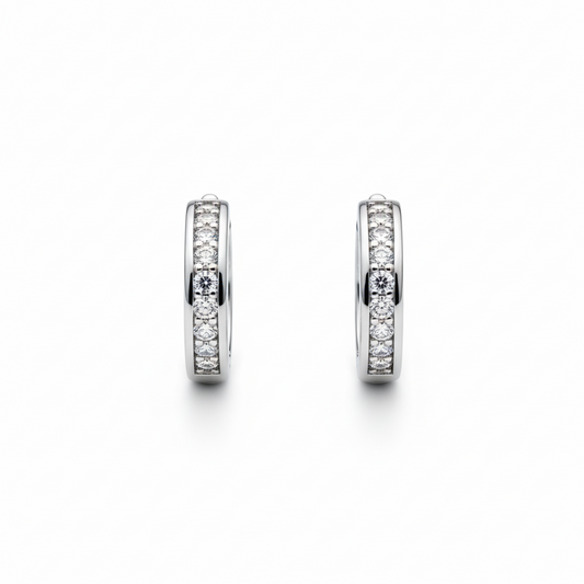 Radiant Line Pavé Hoop Earrings