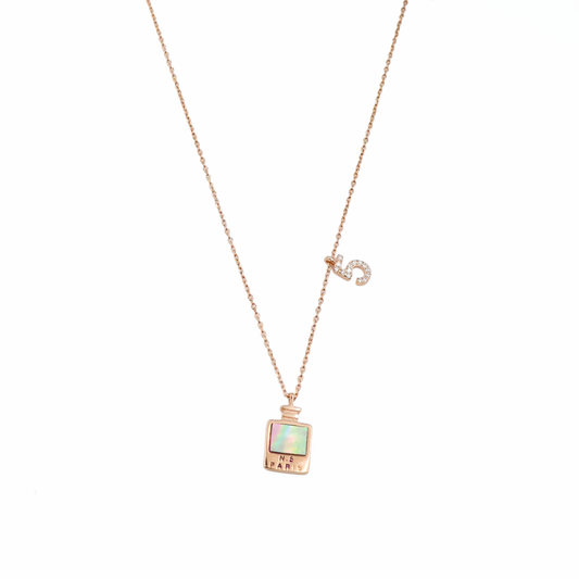 Rose Silver Perfume Bottle Charm Silver Chain Pendant