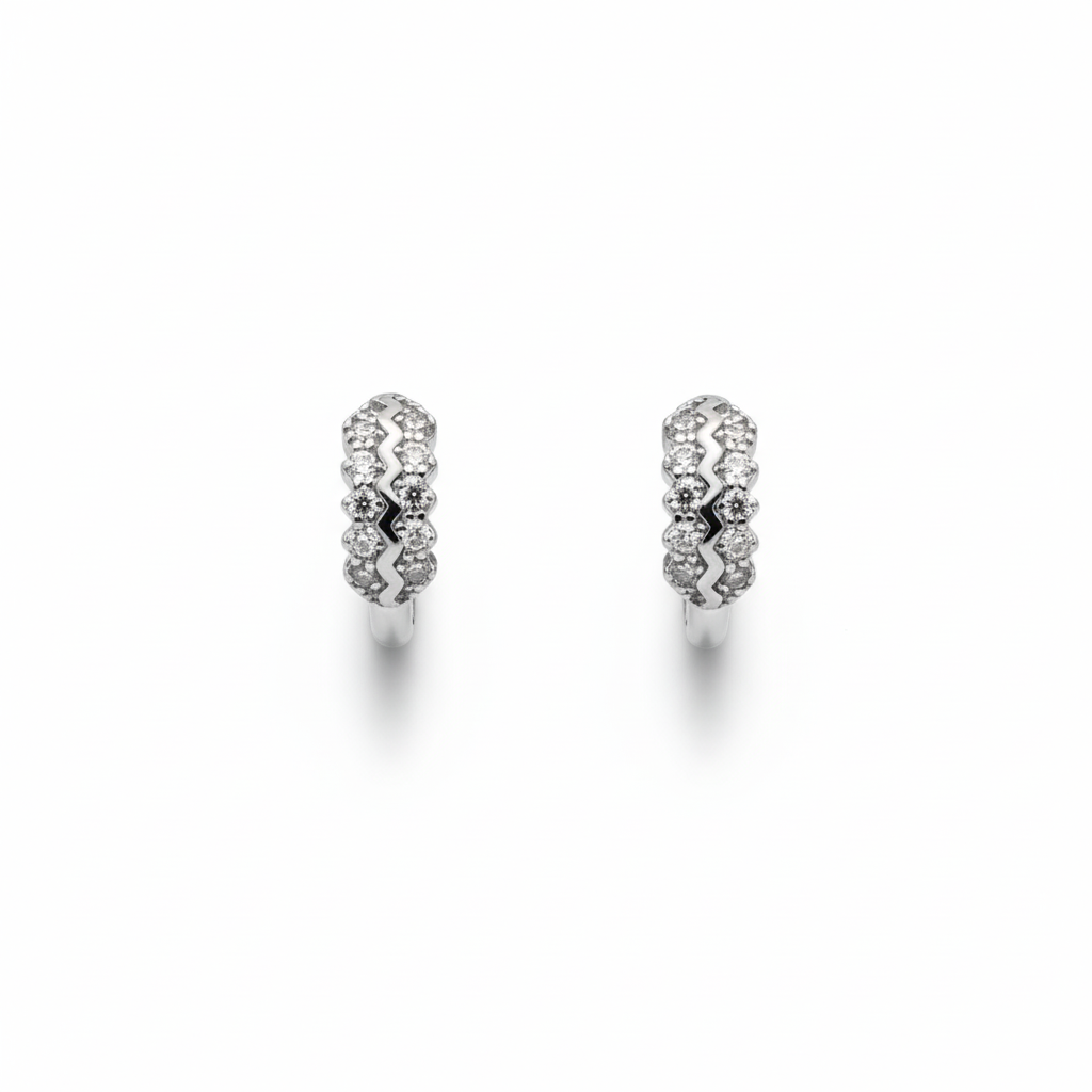 Zigzag Luxe Pavé Hoop Earrings