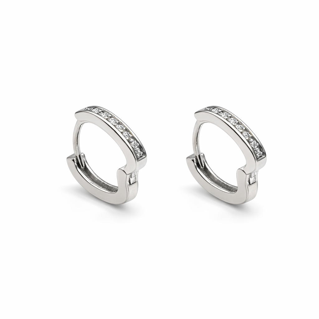 Modern Edge Bar Pavé Hoop Earrings