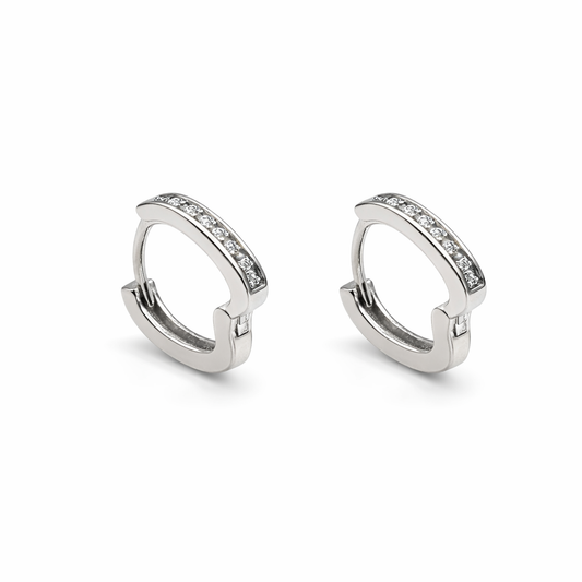 Modern Edge Bar Pavé Hoop Earrings