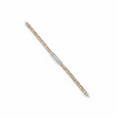 Sterling Silver and Rose Gold Men's Dual Tone Bracelet