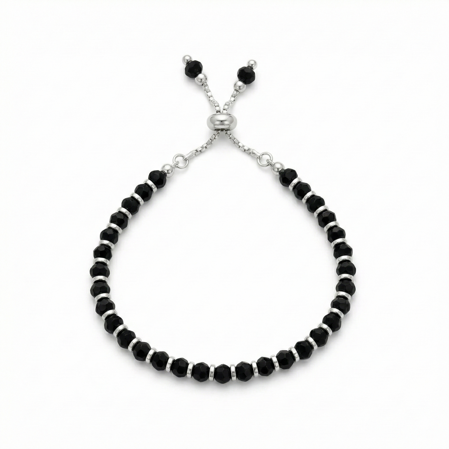Tiny Nazar Shield Silver Bead Bracelet