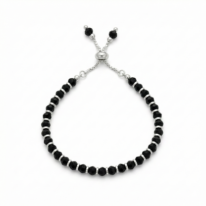 Tiny Nazar Shield Silver Bead Bracelet