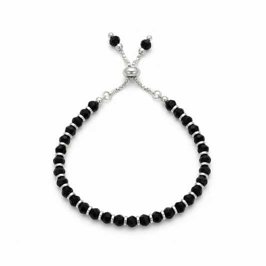 Tiny Nazar Shield Silver Bead Bracelet