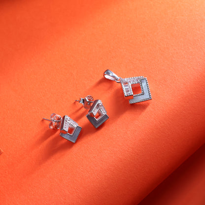Twin Square Harmony Pendant Set