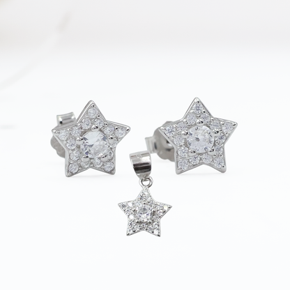 Sterling Silver Shimmer Star Pendant  Set