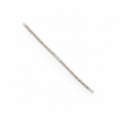 Sterling Silver and Rose Gold Men's Rope Link Bracelet