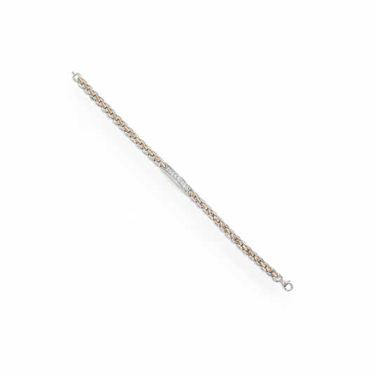 Sterling Silver and Rose Gold Men's Rope Link Bracelet