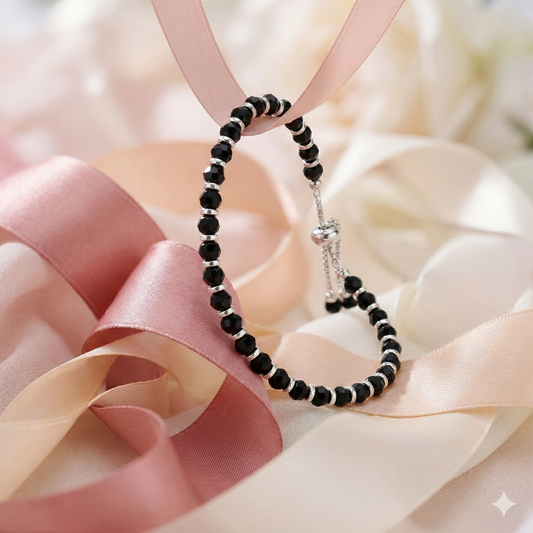 Tiny Nazar Shield Silver Bead Bracelet