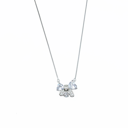 Sparkling Bow Sterling Silver Pendant Chain
