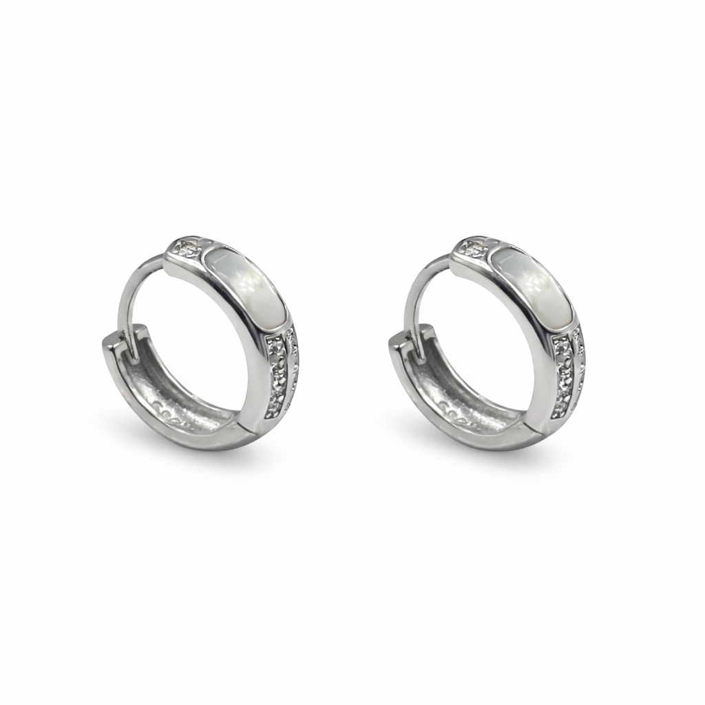 Luna Pearl Accent Hoop Earrings