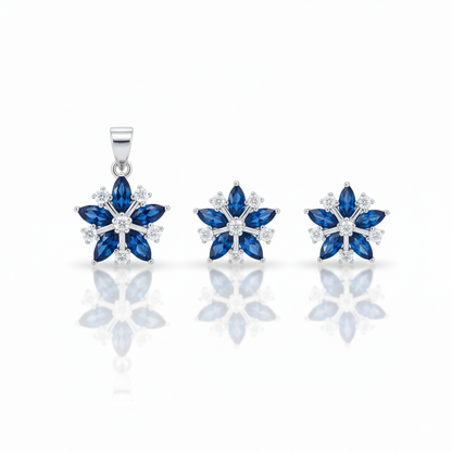 Sapphire Bloom Pendant Set