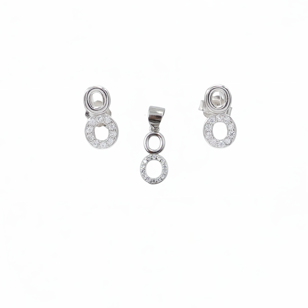 Sterling Silver Twin Circle Pendant Set