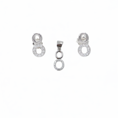 Sterling Silver Twin Circle Pendant Set