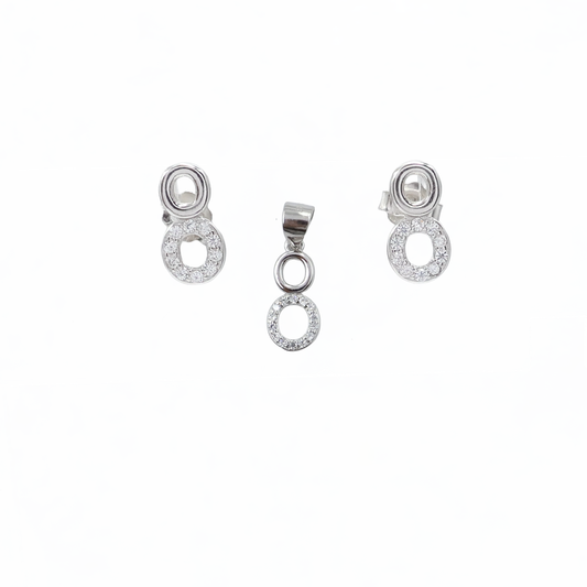 Sterling Silver Twin Circle Pendant Set