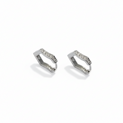 Angular Wave Pavé Hoop Earrings