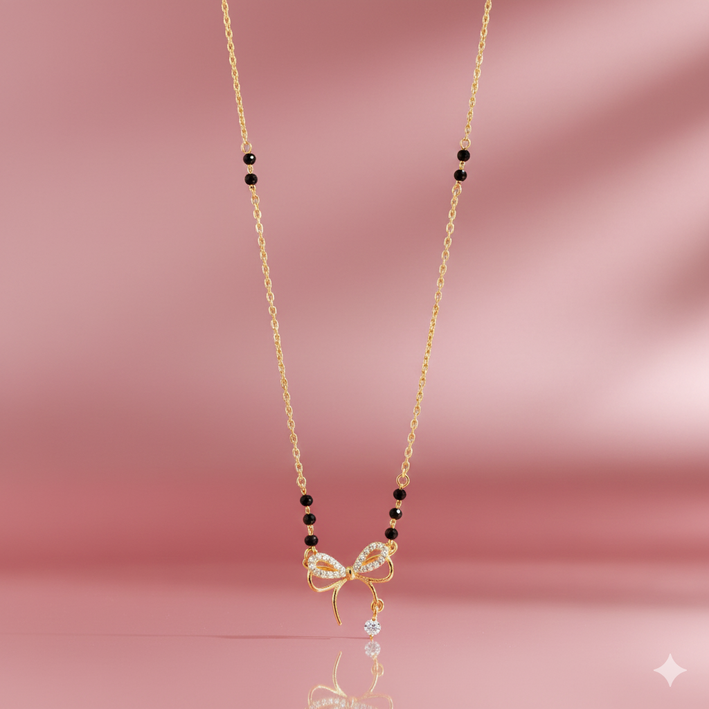 Bow Charm Gold plated Delicate Mangalsutra